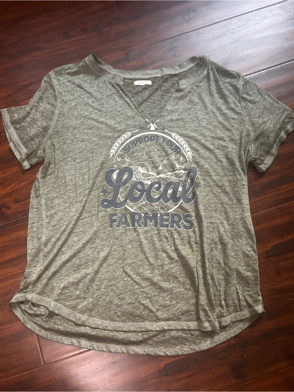 Support Your Local Farmers Graphic Tee - Olive